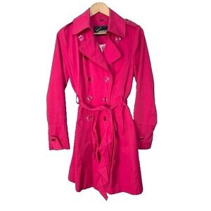 Vintage Y2K Guess Trench Coat Womens Large Hot Pink Glam Barbie Maximalism